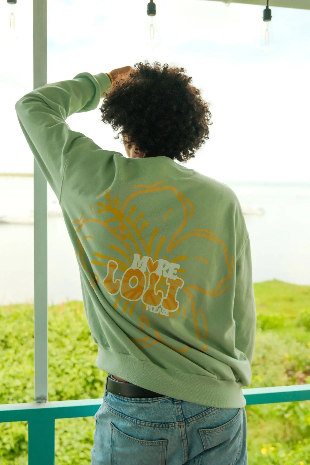 Pull oversize 100% coton - Vert pastel - Loli
