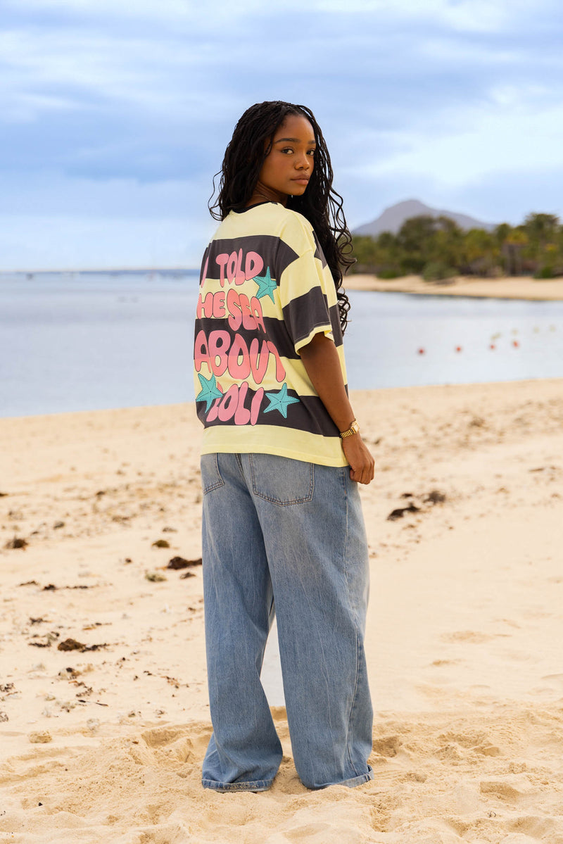 Loli seaside rayé jaune et anthracite - T-shirt oversize