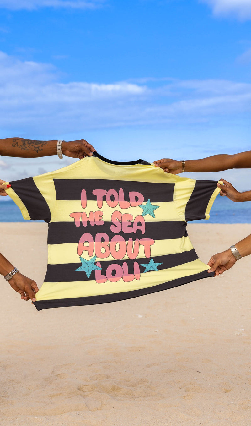 Loli seaside rayé jaune et anthracite - T-shirt oversize