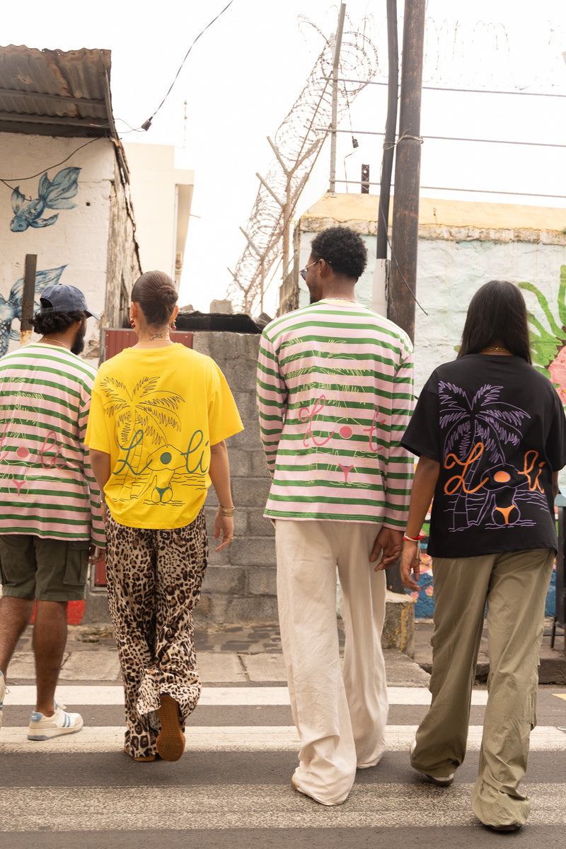 Loli bronzette rayé vert et rose - T-shirt manches longues oversize