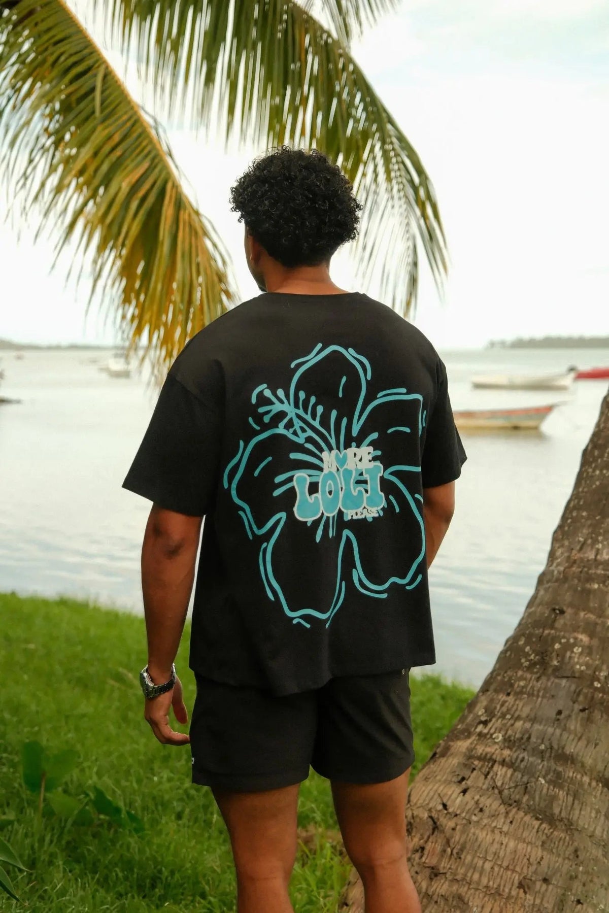 T-Shirt oversize 100% coton - Noir - Loli
