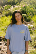 Loli Fleuri T-shirt bleu 100% coton 